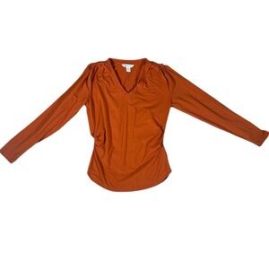 Athleta Cinched Long Sleeve Top Rust Orange Size Small